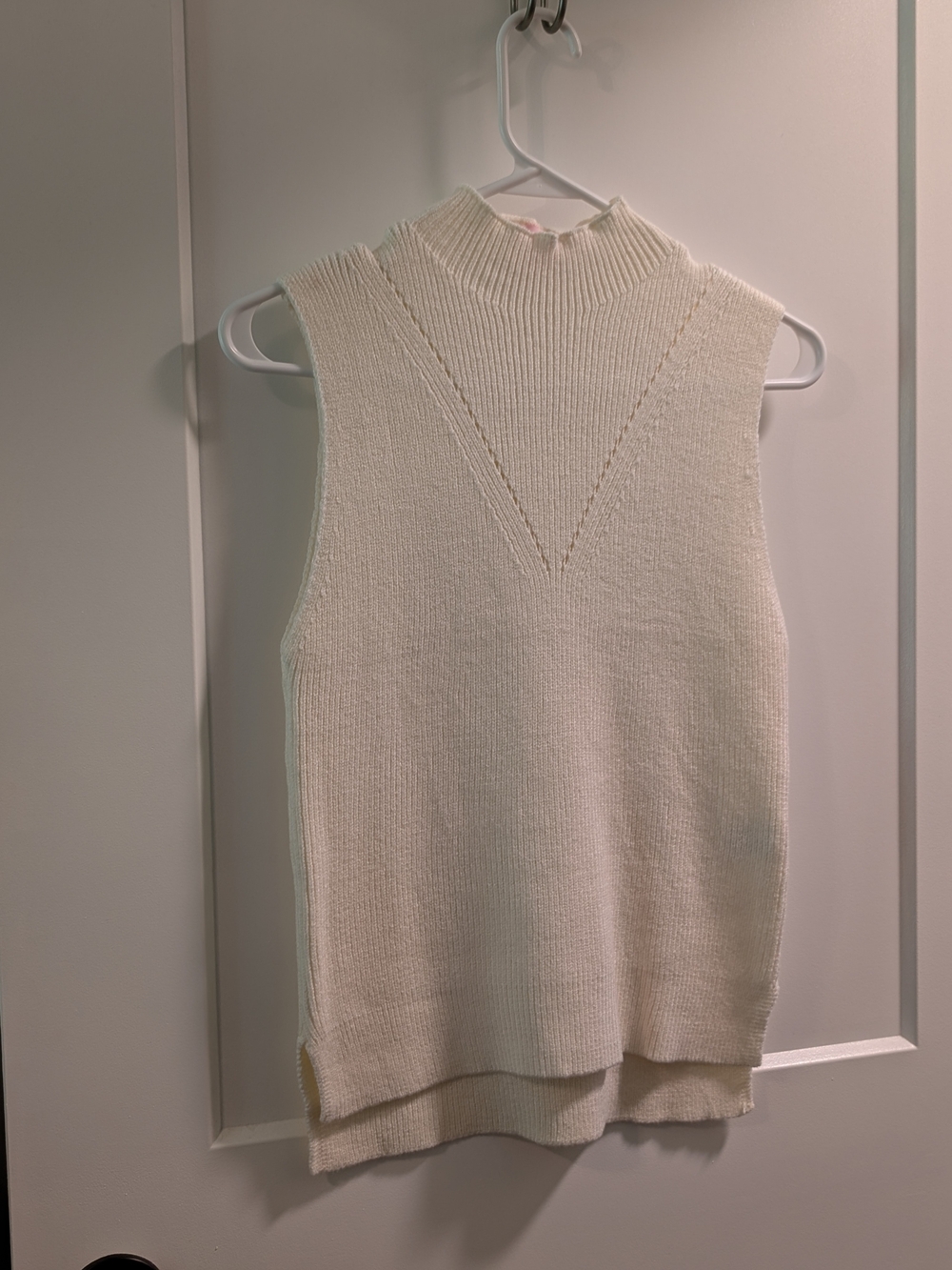 Pink Lily Cream Sleeveless Turtleneck Knit Vest
